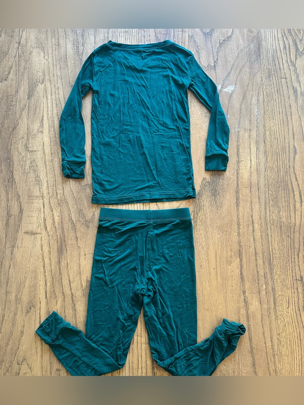 Little Sleepies Bamboo Pajamas Long Sleeve and Pants Set - emerald green Sz 3T - Picture 2 of 5
